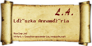 Lászka Annamária névjegykártya